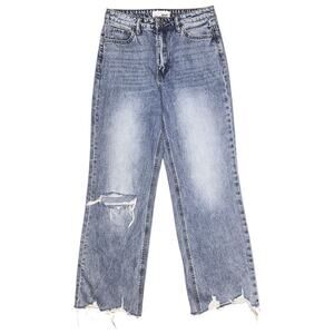 Vervet High-Rise Wide Leg Distressed Raw Hem Jeans Women's 27X29